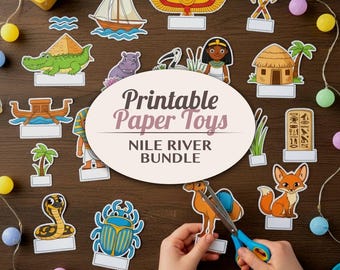 Nile River Printable Paper Toy Bundle | Ancient Egypt Diorama Cut Outs Craft Activity