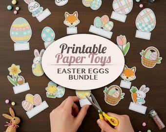 Printable Easter Eggs Diorama Craft Activity Paper Toy Bundle Cut Outs