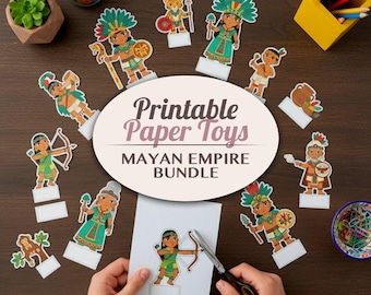 Ancient Mayan Empire Printable Paper Toy Bundle | Historical Diorama Craft Activity | Mesoamerican Civilization Cut Outs