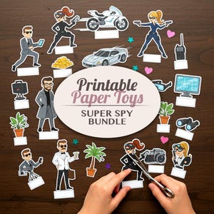 Super Spion Papier Spielzeug Bundle zum Ausdrucken | Kinder Handwerk Ausschnitte Diorama Handwerk