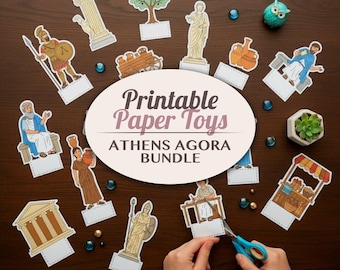 Athens Agora Printable Paper Toy Kit | Ancient Greek Cut Outs Diorama Craft