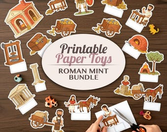 Roman Mint Printable Paper Toy Diorama Craft Activity Cut Outs