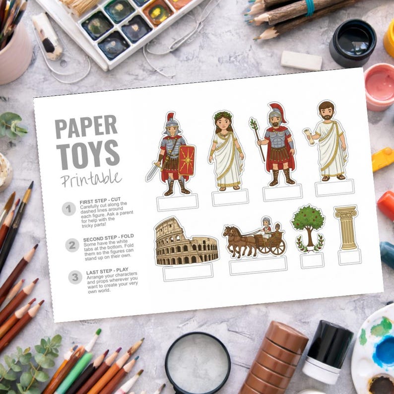 Ancient Rome Printable Paper Toys Bundle | Roman History Cut Outs Craft ...