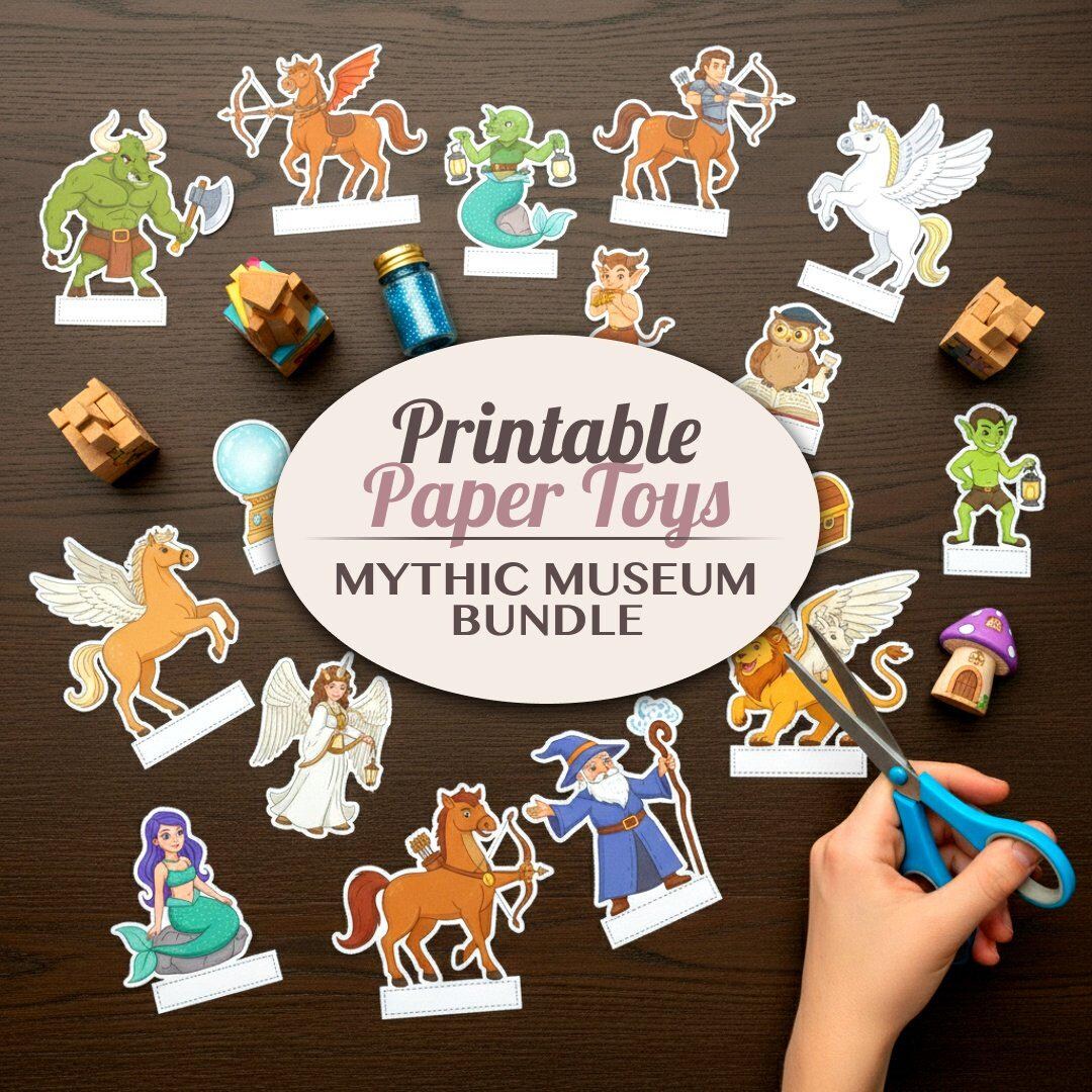 Paper Mythic Mythic Museum Printable Paper Toy Bundle | DIY Cut Outs Craft Activity ...