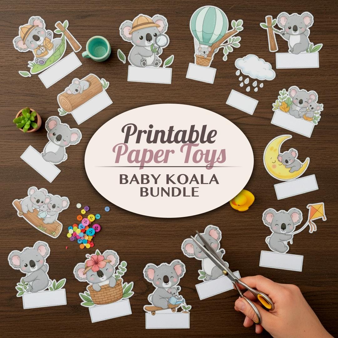 Baby Koala Printable Cut Outs | Kids Paper Toy Craft Activity | Digital ...