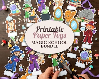 Enchanted Academy Printable Paper Toy Bundle | Fantasy School Diorama Craft Kit | Kids Cut Outs Activity