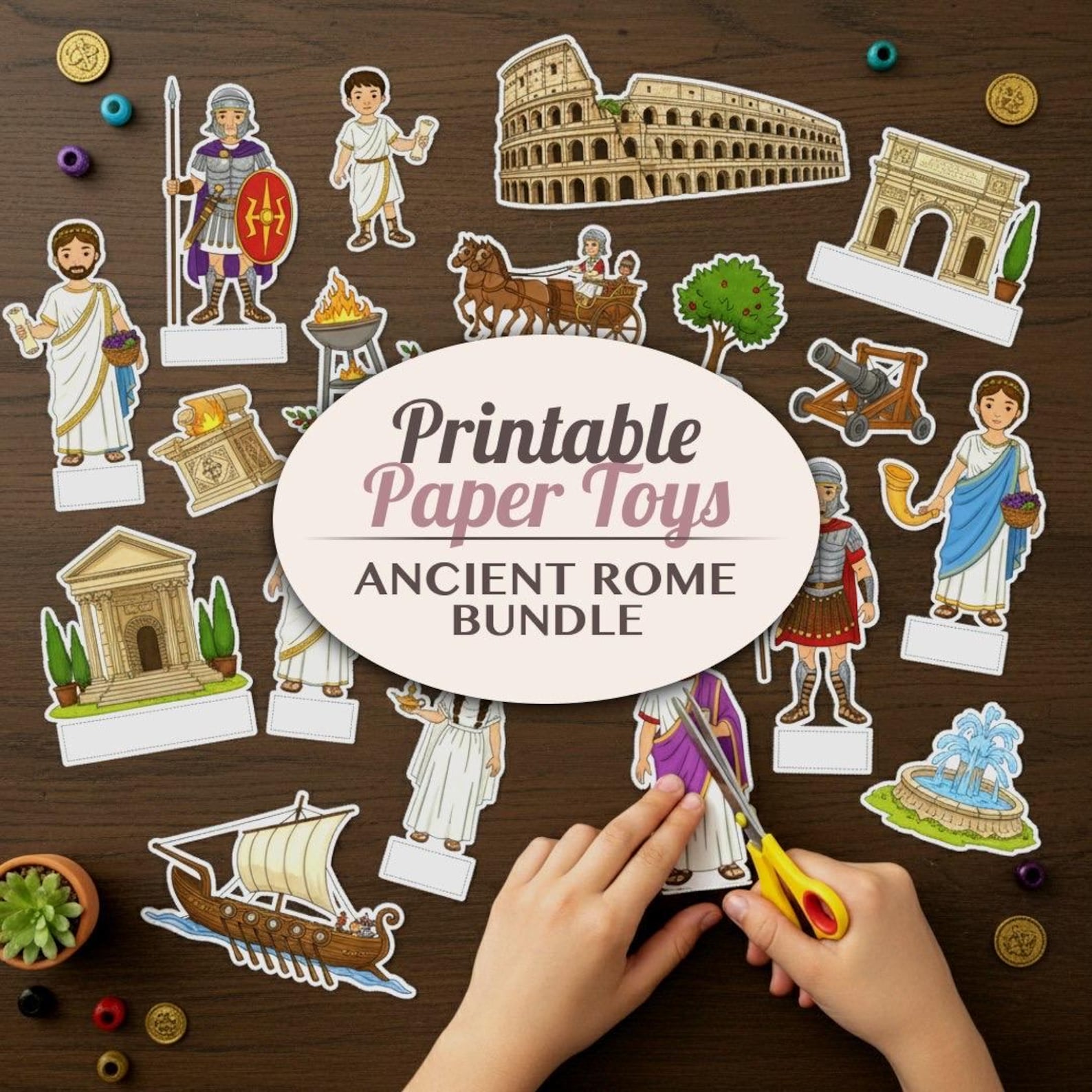 Ancient Rome Printable Paper Toys Bundle | Roman History Cut Outs Craft ...