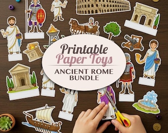 Ancient Rome Printable Paper Toys Bundle | Roman History Cut Outs Craft Activity Kit Diorama Craft