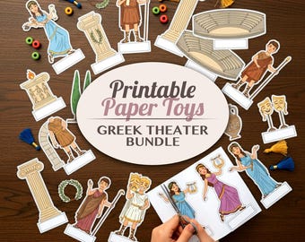 Ancient Greek Theater Diorama | Printable Paper Toy Cut Outs Craft Activity