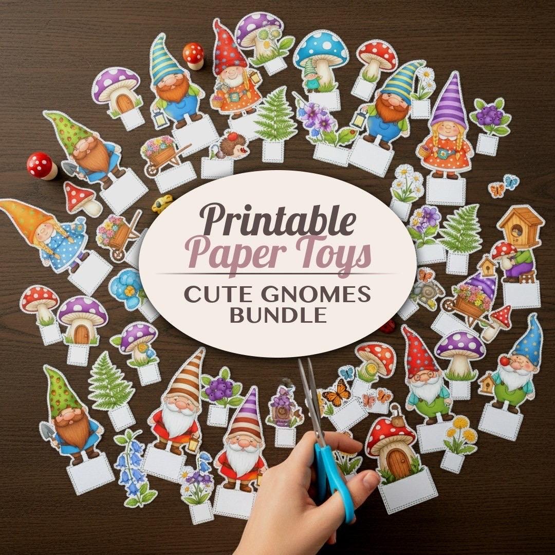 42 Adorable Gnome Crafts for Kids They Can't Help But Love! 7 Cute Gnomes Printable Paper Toy Bundle - Diorama Craft Activity Cut Outs