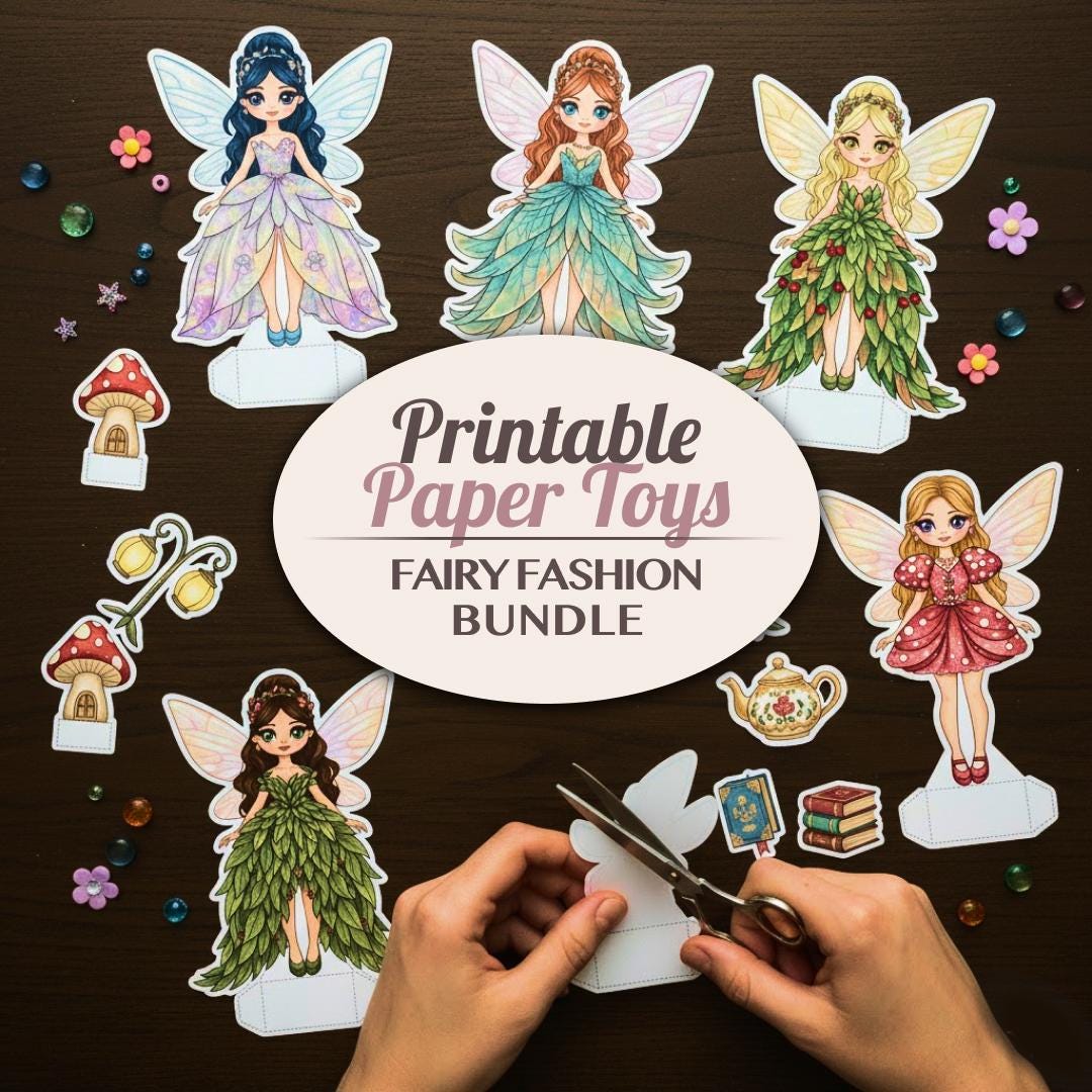 Fairy Fashion Printable Paper Toys for Kids – DIY Cut and Fold Fairy ...