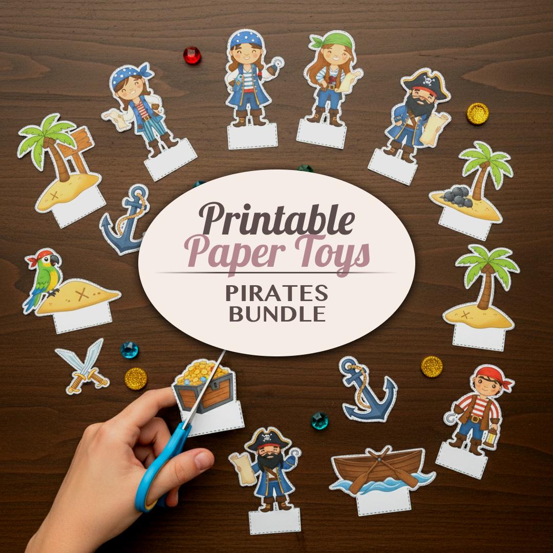 Pirate Printable Paper Toy Bundle - Kids' Craft Activity Cut Outs…