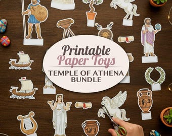 Athena Greek Temple Printable Paper Toy Diorama Kit Cut Outs Craft Activity