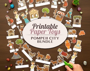 Pompeii City Printable Paper Toy Bundle | Ancient Roman Diorama Craft Activity Cut Outs