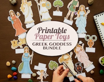 Greek Goddesses Printable Paper Toy Bundle | Diorama Cut Outs Craft Activity