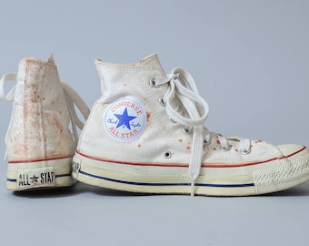 80s Converse Made In USA White Chuck Taylor High Top Converse Allstars, 7 Womens 5 Mens