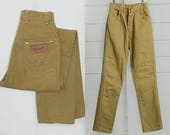 60s Wrangler Mustard Yellow Cotton Denim High Waisted Mod Skinny Jean 24 x 28