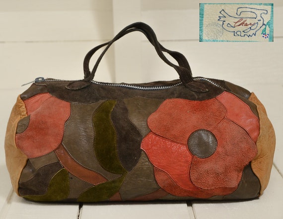 patchwork leather duffle bag