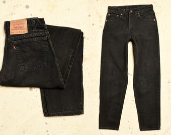 90s Levis 550 Black Denim USA High Waisted Mom Jeans 30 x 32