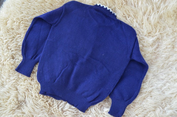 1950s Deadstock Kids Sweater Navy Blue DuPont Kni… - image 4