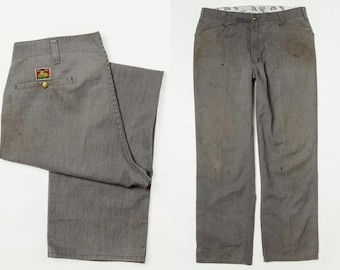 Ben Davis USA Made Flat Front Work Pants Gray 90s Vintage 34