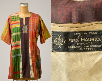 1960s African Patchwork Shirt Made in Togo Traditional West Africa Top