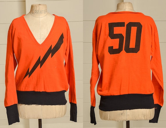 1950s Princeton University Cotton Knit Jersey Ora… - image 1