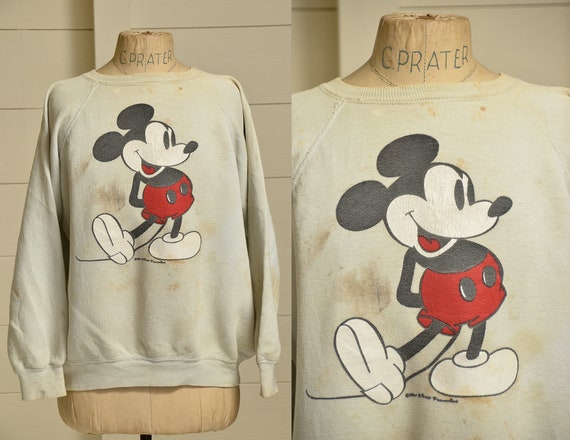 80s Mickey Mouse Sweatshirt Distressed Grey Mickey