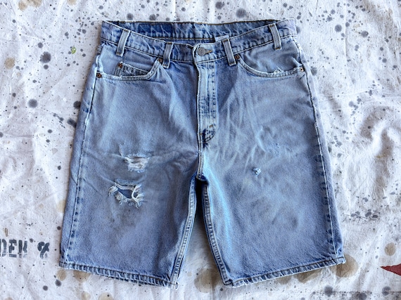 Vintage Levis 550 Distressed Denim Jean Shorts W … - image 1