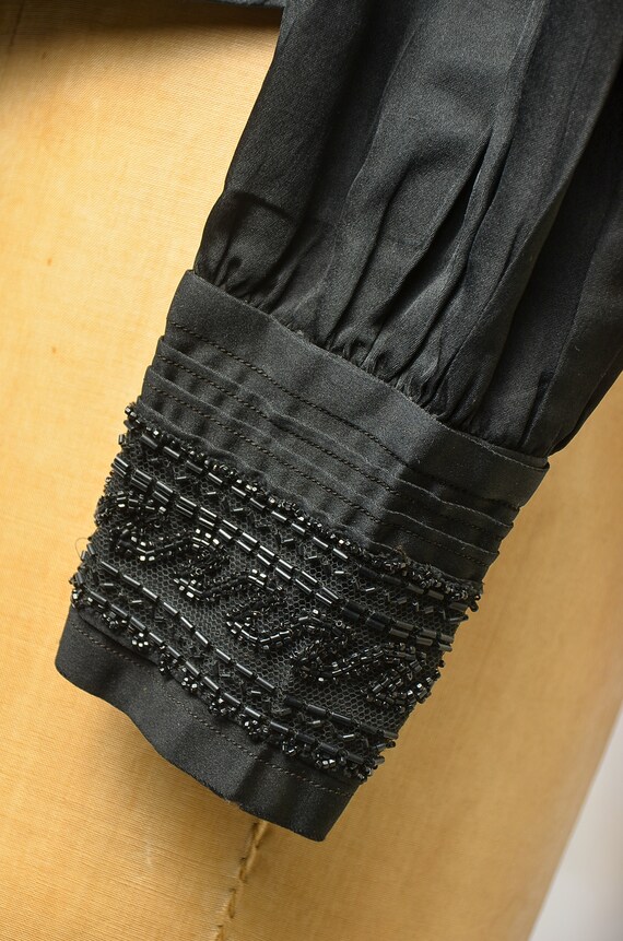 Victorian Beaded Silk Mourning Blouse 1800's Glas… - image 8
