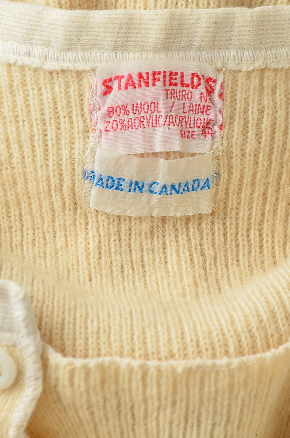 Vintage Stanfields Wool Henley Made in Canada Ivo… - image 5