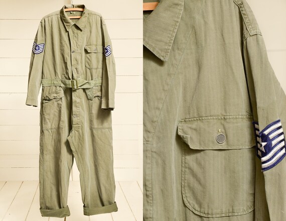 1940s H.B.T. WWll Flight Suit Jumpsuit Herringbone