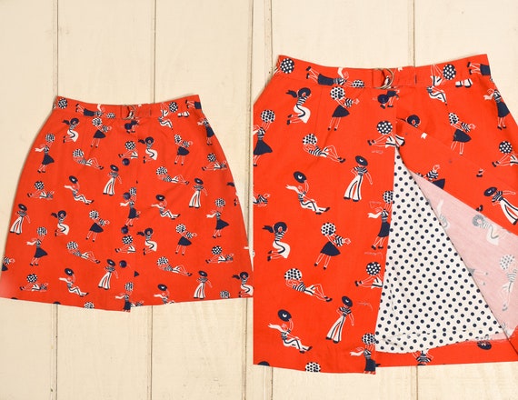 1960s Novelty Print Skort 1930s Beach Women Novelt