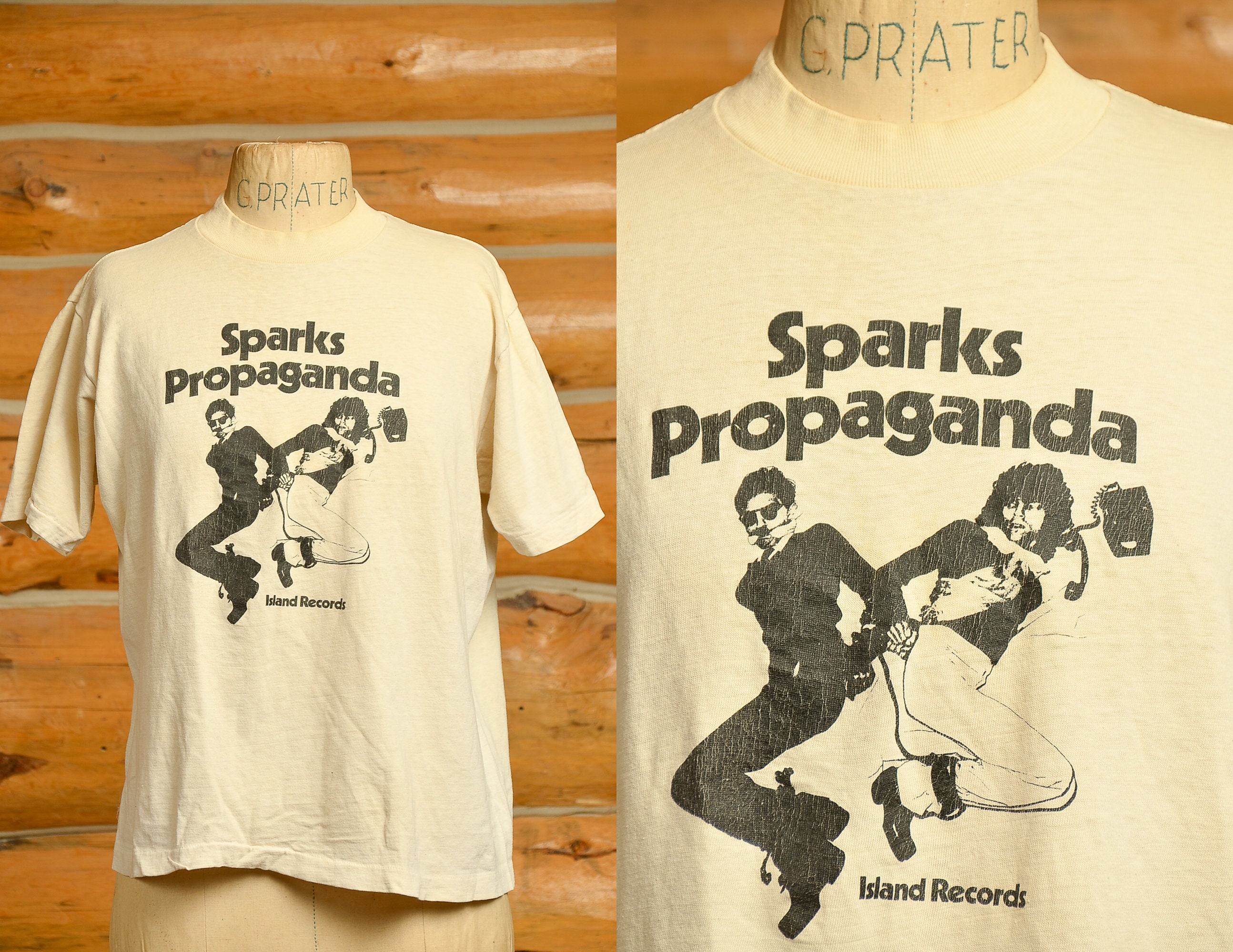1970s Sparks Propaganda T Shirt White Cotton T Shirt 