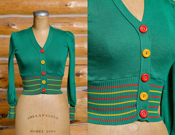 1970s Striped Cardigan Sweater Granny Takes a Knit