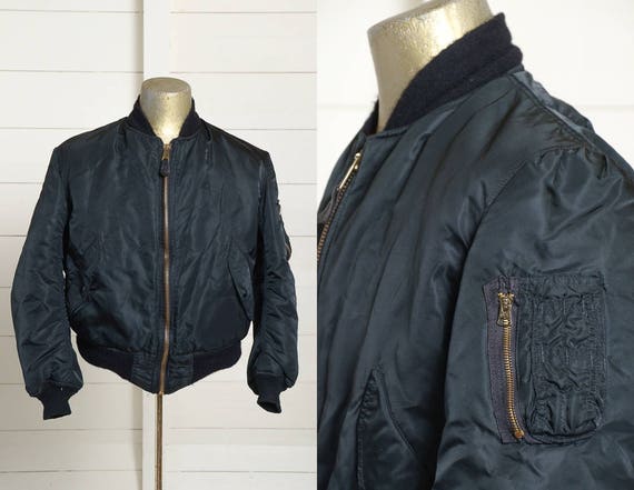 Vintage Alpha Industries Black Satin Ma 1 Reversible Aviator Etsy