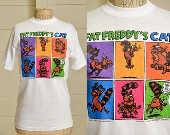 1980s Gilbert Shelton Fat Freddy's Cat Last Gasp of San Francisco Comic Promo T Shirt Deadstock