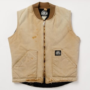 Vintage Schlüssel Distressed Denim Weste Gefüttert Arbeitsweste