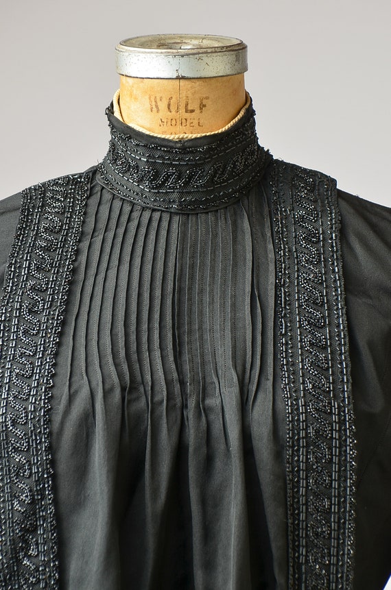 Victorian Beaded Silk Mourning Blouse 1800's Glas… - image 2
