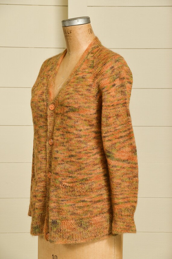 1960s Mohair Cardigan Sweater Space Dye Button Do… - image 3