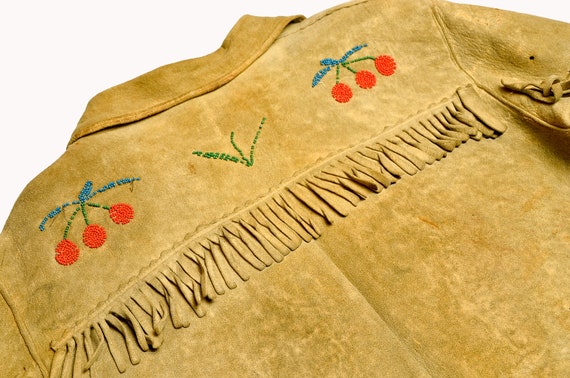 1800s Native American Jacket Cherry Beaded Mooseh… - image 8