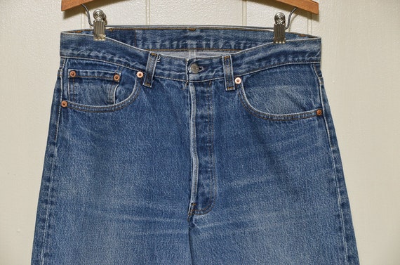1980s Levis 501 Made in USA Tapered Leg High Wais… - image 2