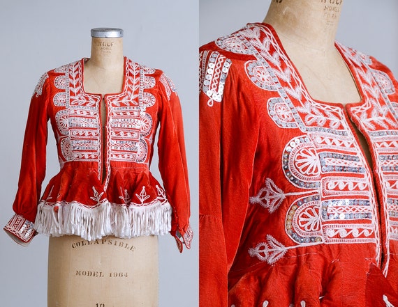 Antique Bolivian Folk Jacket Ceremonial Milkmaid V