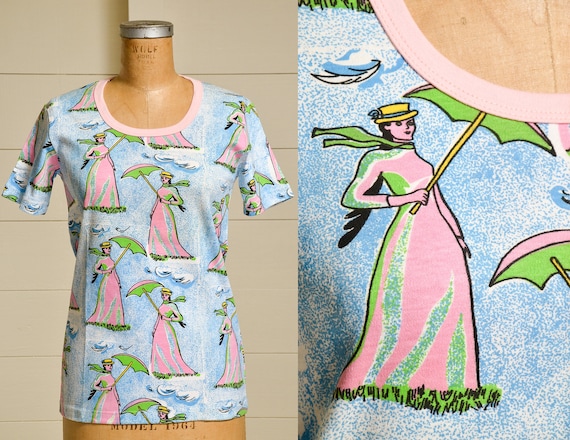 1970s Mary Poppins Deadstock Novelty Print All Ove