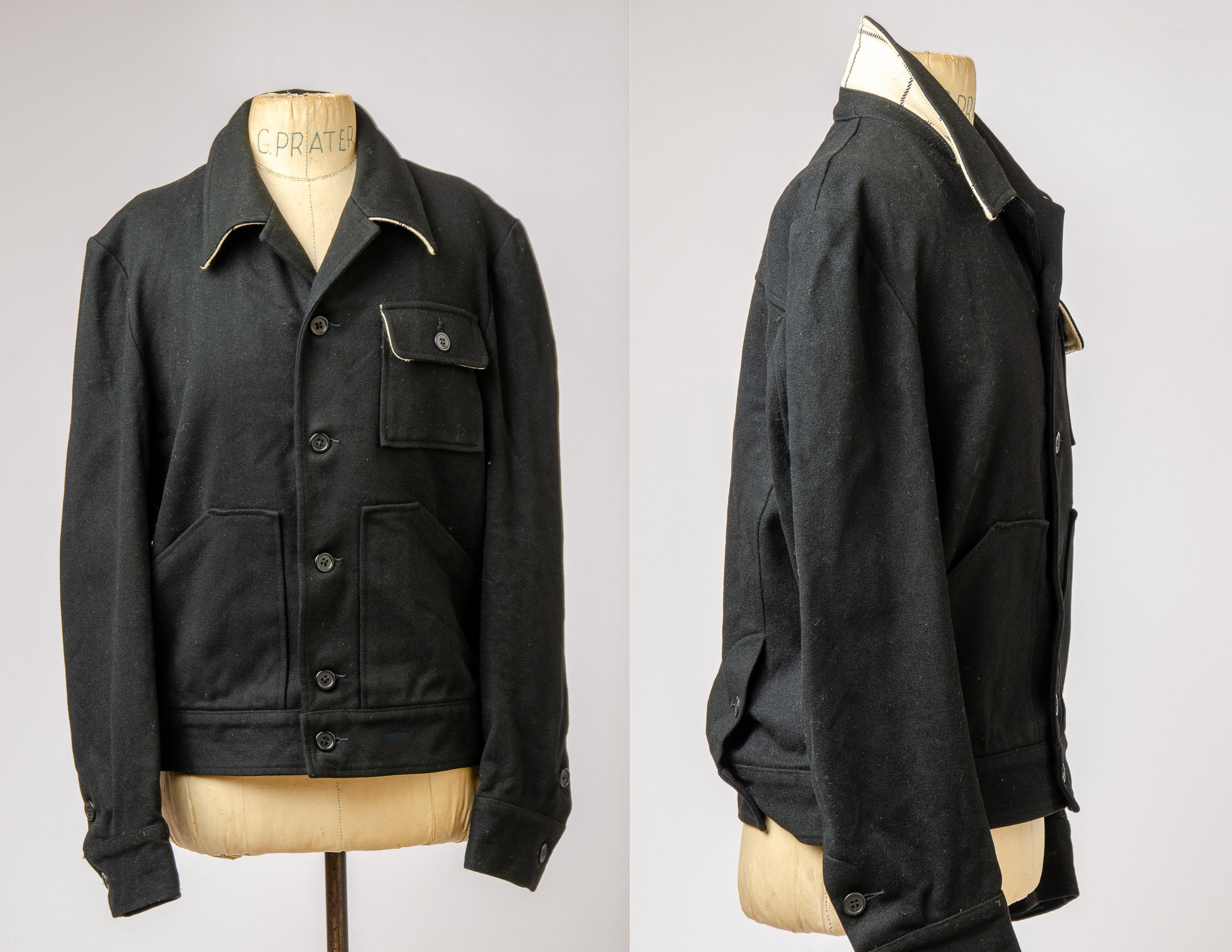 Vintage Black Wool Ricky Jacket Plaid Lined Rockabilly Vintage Black Wool Ricky Jacket Plaid Lined Rockabilly