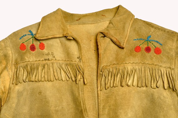 1800s Native American Jacket Cherry Beaded Mooseh… - image 2