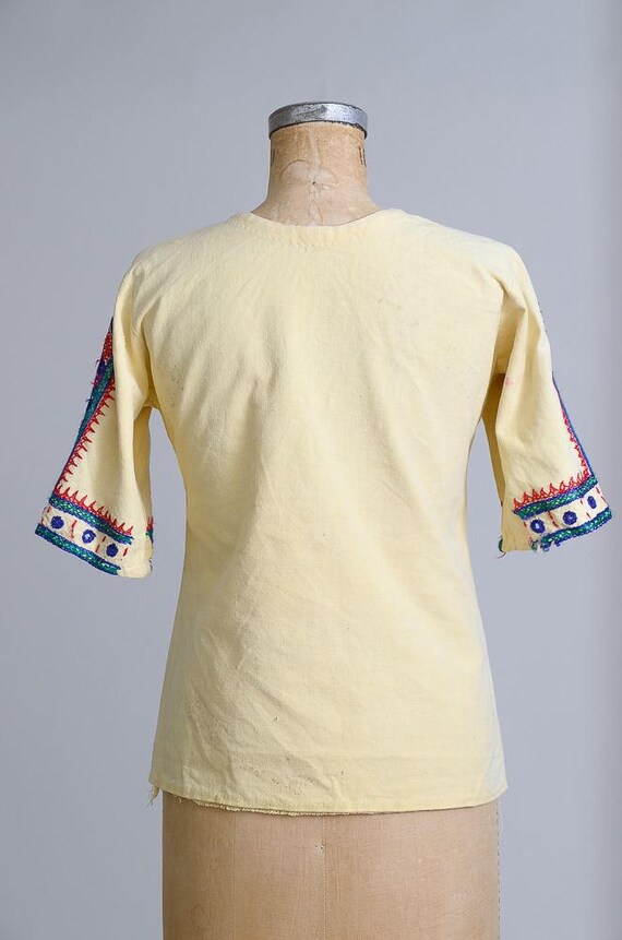 1960s Banjara Indian Cotton Blouse Hand Embroider… - image 4
