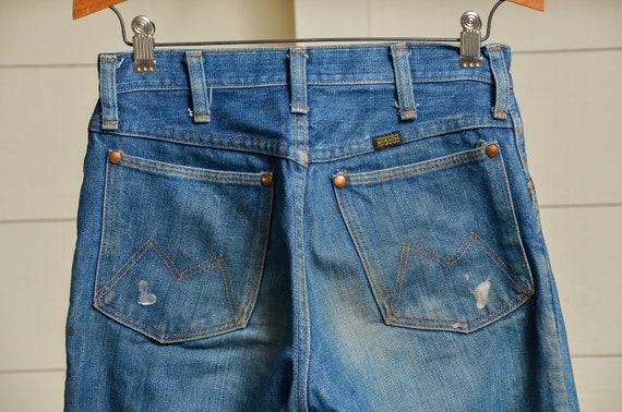 1960s Maverick Jeans Indigo Blue Denim High Waist… - image 5