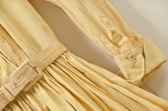 1950s Yellow Silk Day Dress Anne Fogarty Modern D… - image 4