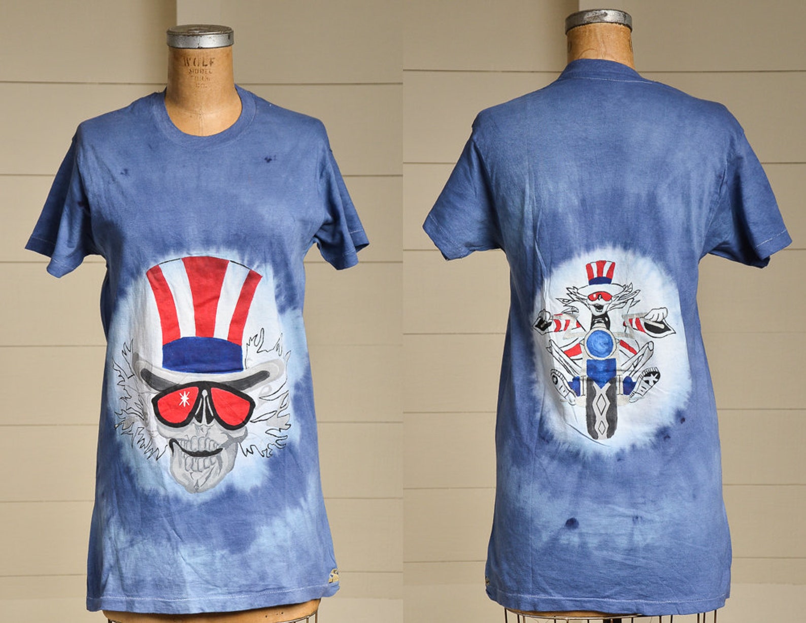 80s Grateful Dead Uncle Sam Skeleton Tie Dye T Shirt Etsy